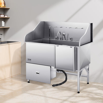 304 Stainless Steel Dog Washing Station, 154.9 cm Pet Grooming Tub