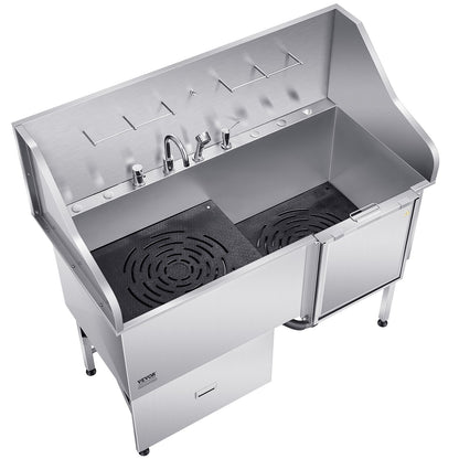 304 Stainless Steel Dog Washing Station, 154.9 cm Pet Grooming Tub