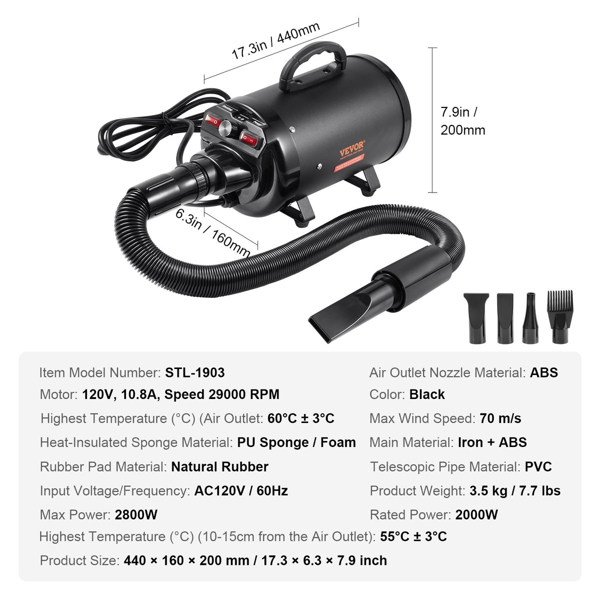 Dog Dryer, 2000W/2.7HP Dog Blow Dryer, Pet Grooming Dryer with